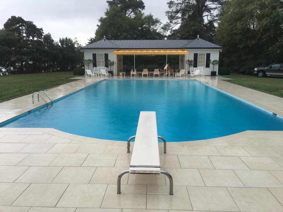 Pool with Poolhouse and Slate Decking