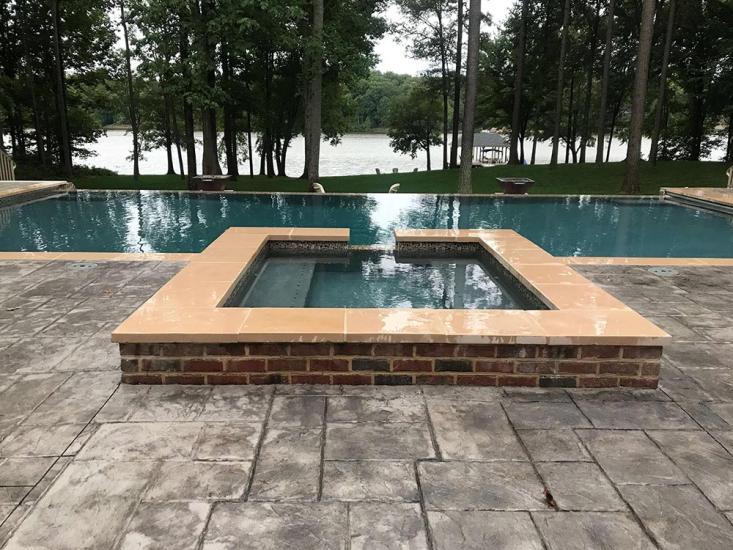 Pool decking with spa